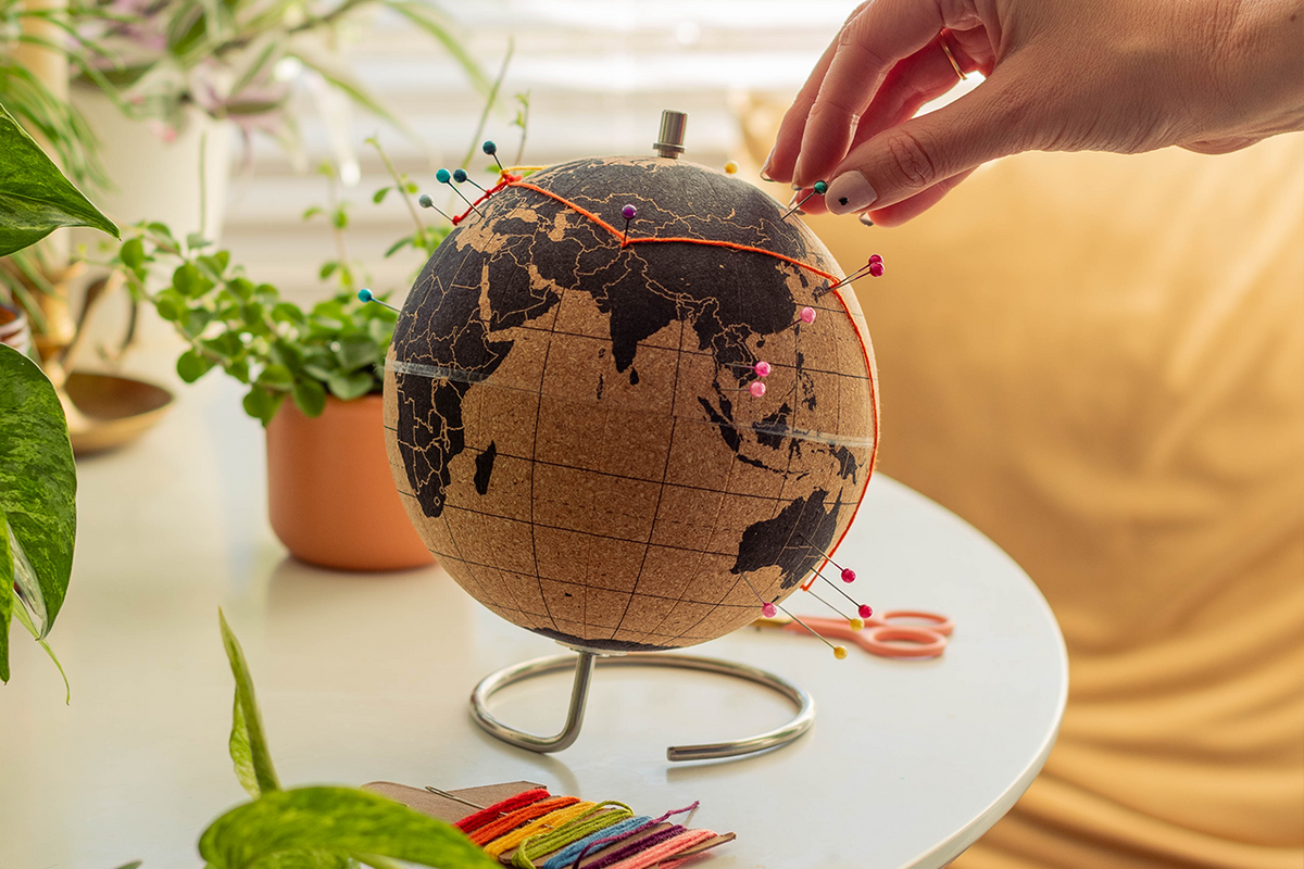Pin Your Travels Cork Globe