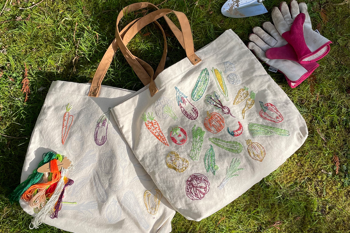 Stitch What You've Grown Gardening Tote Bag Diy Kit By Chasing Threads