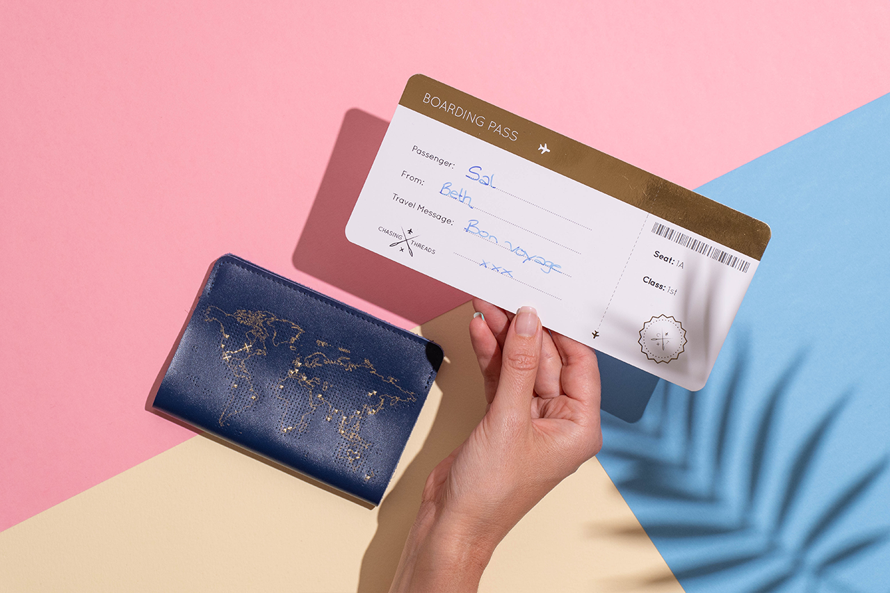 Stitch Your Travels Passport Cover - Navy (Vegan)