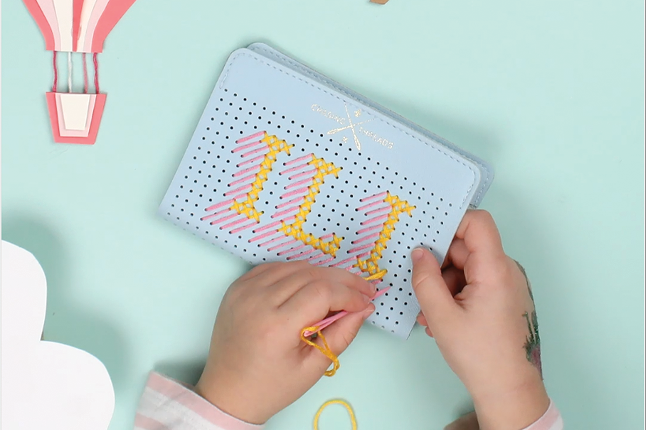 Kids My First Stitch Passport Cover - Light Blue (Vegan)