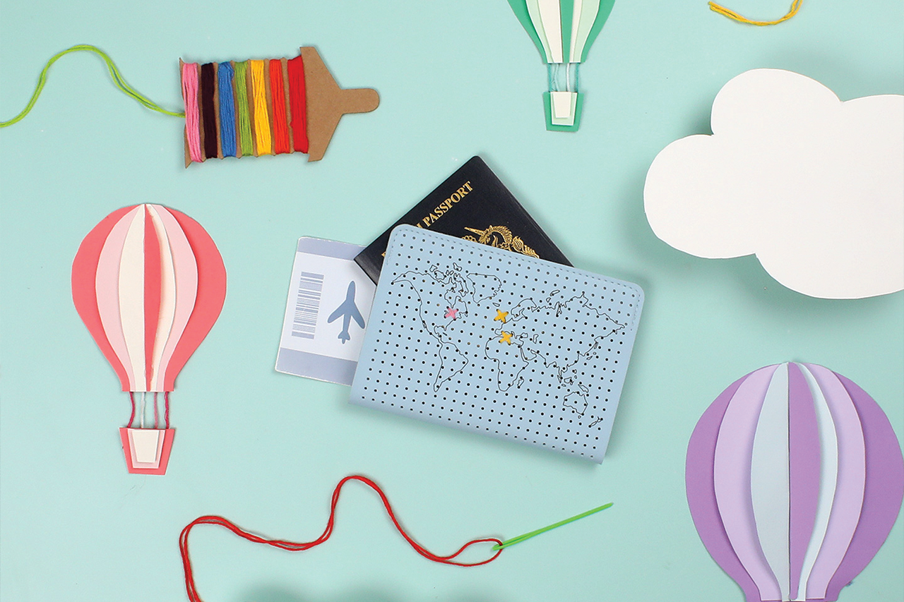 Kids My First Stitch Passport Cover - Light Blue (Vegan)