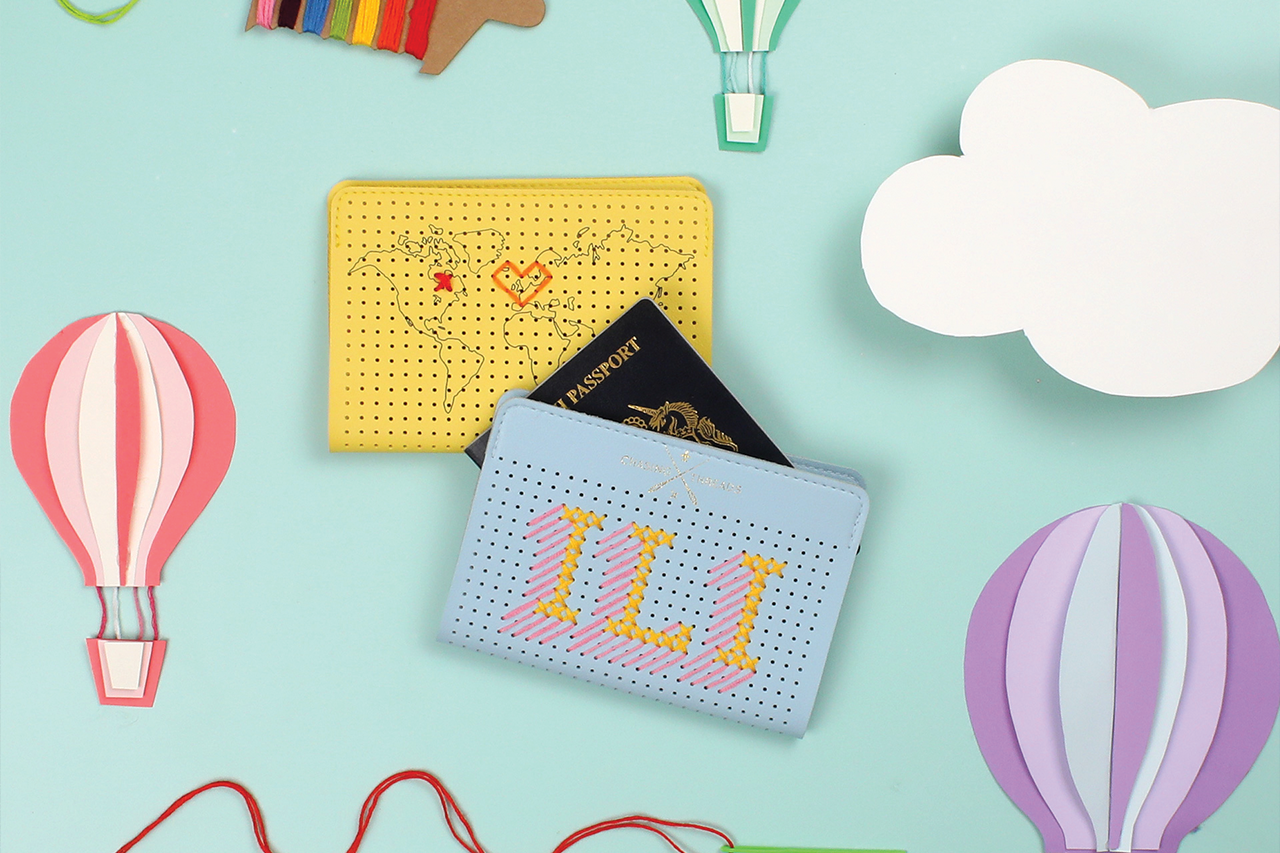 Kids My First Stitch Passport Cover - Light Blue (Vegan)