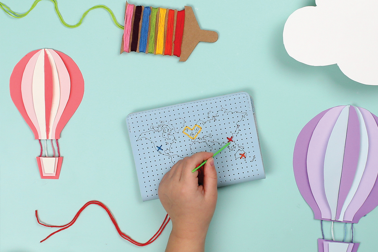 Kids My First Stitch Passport Cover - Light Blue (Vegan)