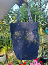 Stitch Tote Bag - Navy Canvas Handles