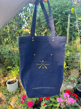 Stitch Tote Bag - Navy Canvas Handles