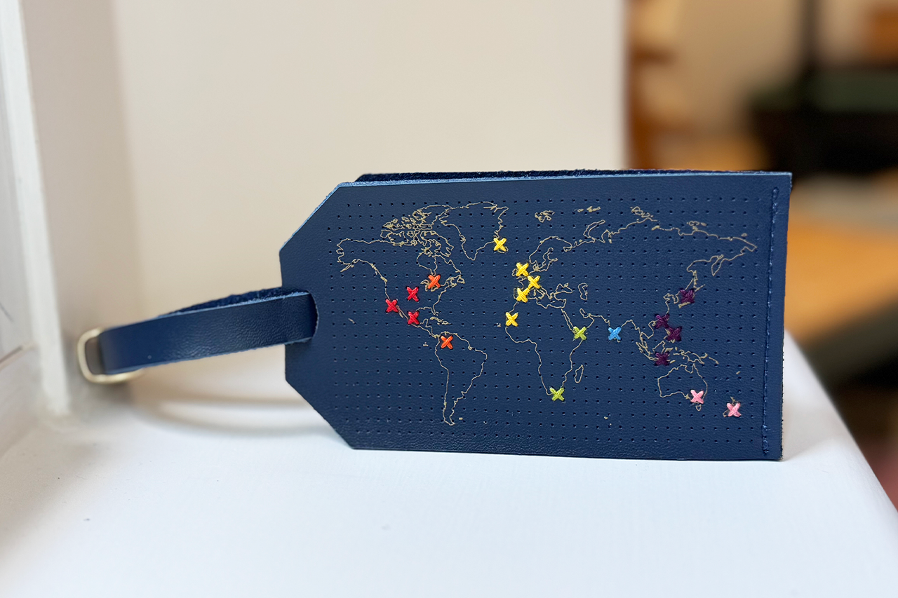 Stitch Map Luggage Tag - Navy