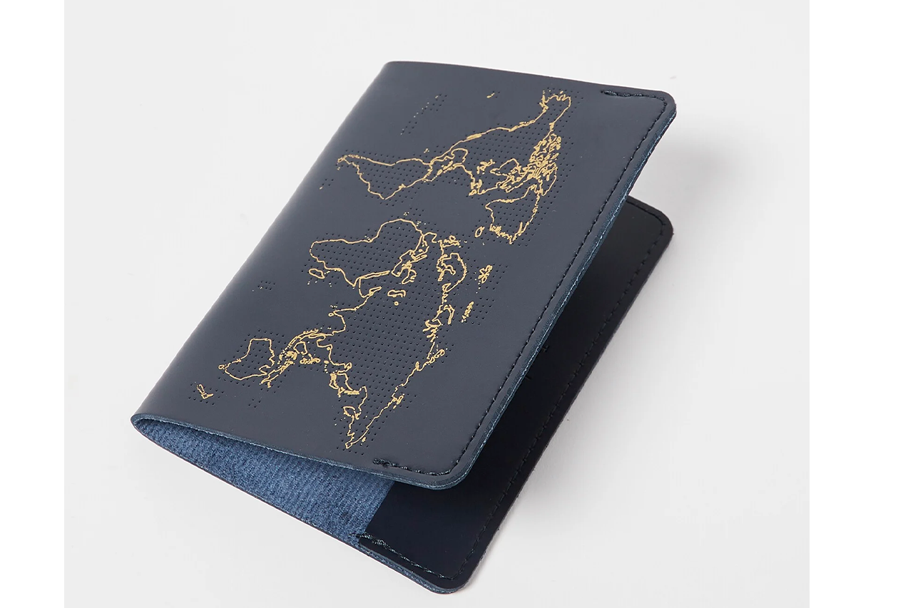 Stitch Your Travels Passport Cover - Navy (Vegan)