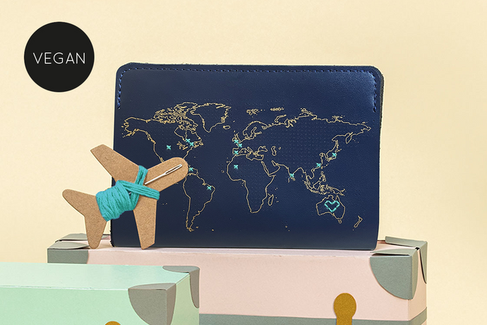 Stitch Passport Cover - Navy (Vegan)