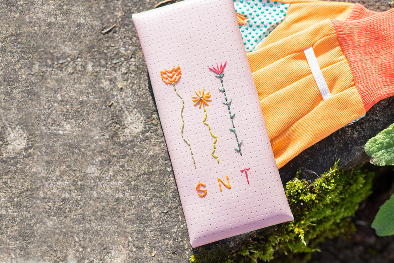 Stitch Your Birth Flowers Pencil / Glasses Case - Pink