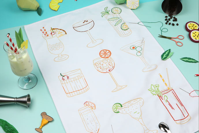 Stitch Your Cocktails Tea Towel