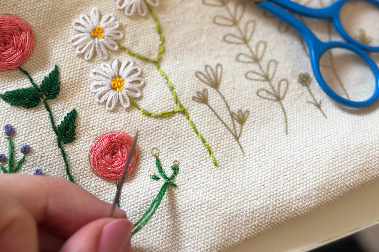 Stitch Your Flowers Zip Pouch - Embroidery Kit