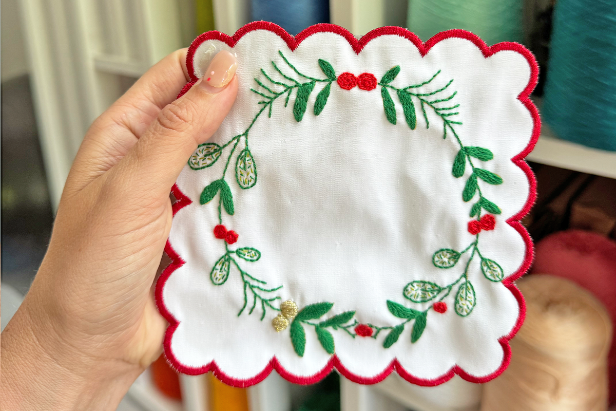 Stitch Your Christmas Cocktails Napkins - Festive Embroidery Kit