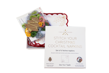 Stitch Your Christmas Cocktails Napkins - Festive Embroidery Kit