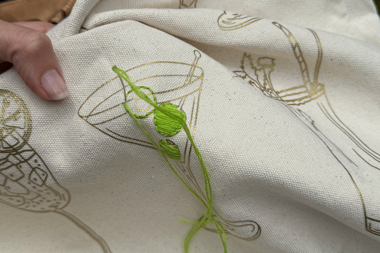 Stitch Your Cocktails Tote Bag - Embroidery Kit