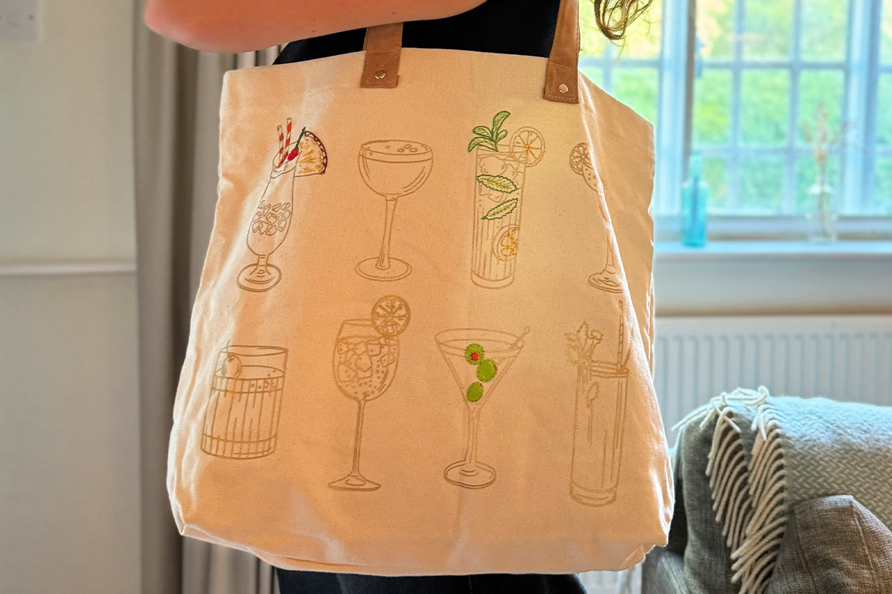 Stitch Your Cocktails Tote Bag - Embroidery Kit