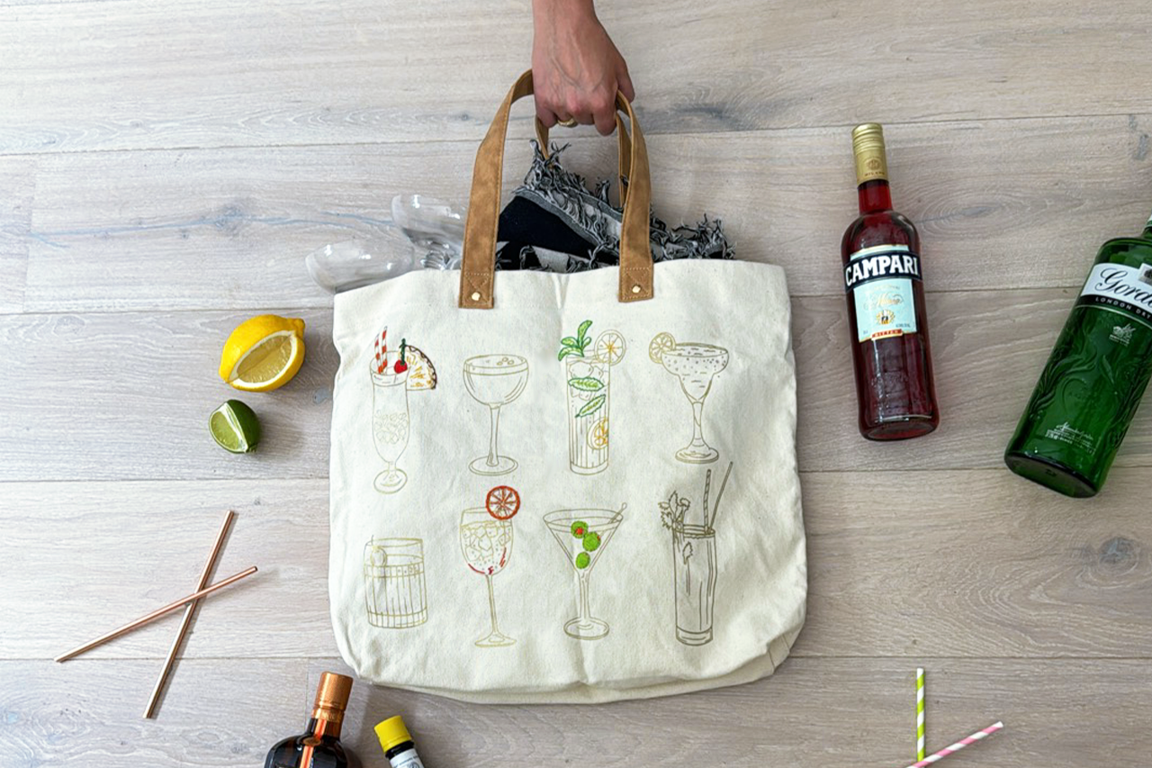 Stitch Your Cocktails Tote Bag - Embroidery Kit