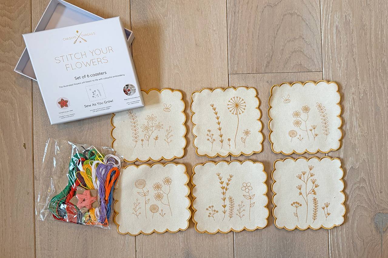 Stitch Your Flowers Coasters - Embroidery Kit