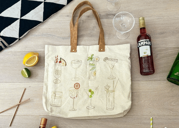 Stitch Your Cocktails Tote Bag - Embroidery Kit