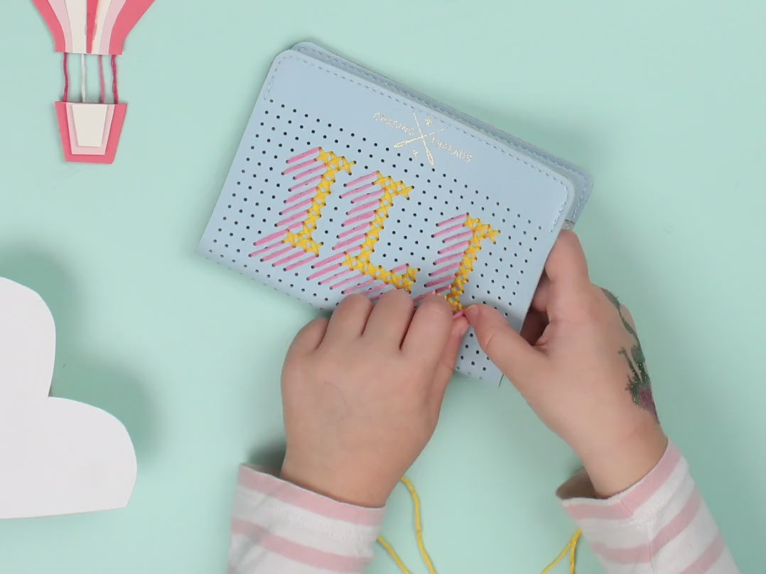 Kids My First Stitch Passport Cover - Light Blue (Vegan)