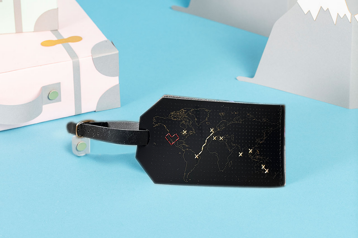 Stitch Where You've Been Black Vegan Leather Luggage Tag – Chasing Threads
