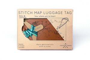 Stitch Map Luggage Tag - Brown
