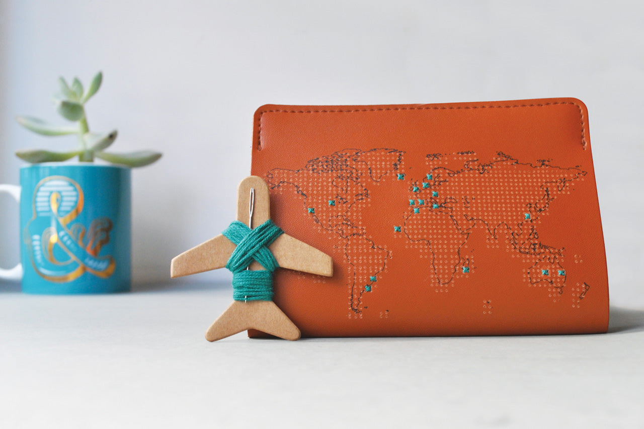 Stitch Passport Cover - Brown