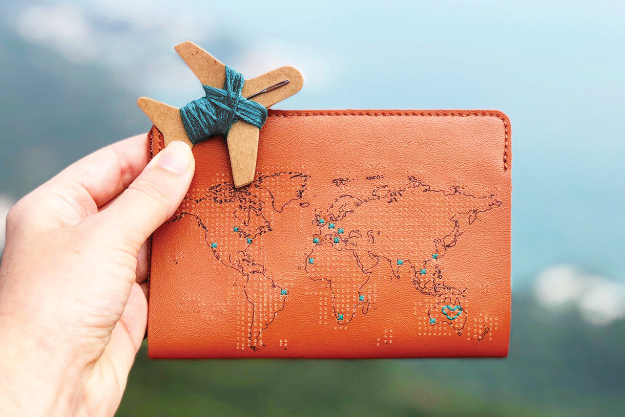 Stitch Passport Cover - Brown