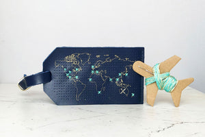 Stitch Map Luggage Tag - Navy