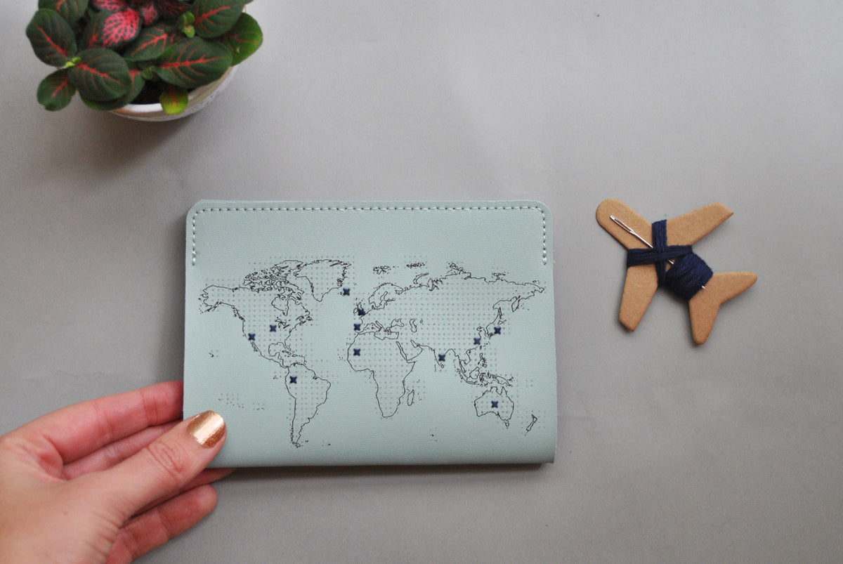 Stitch Your Travels Passport Cover - Mint