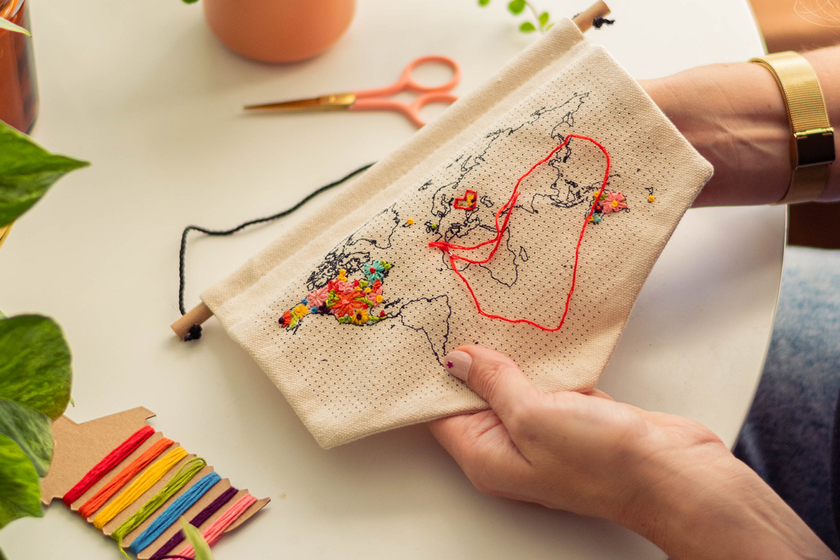 Thread Map Collage Stitch Map Wall Banner – Chasing Threads
