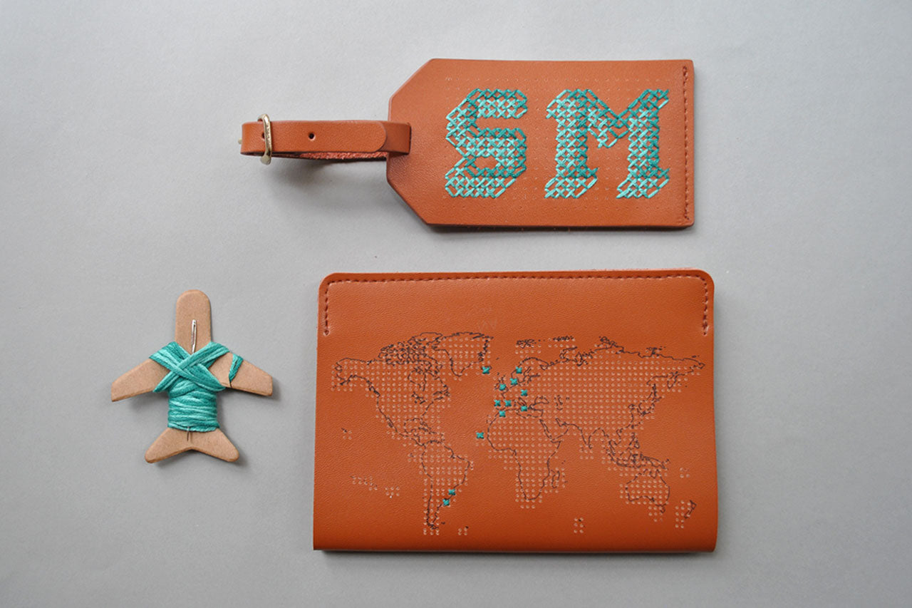 Stitch Passport Cover - Brown