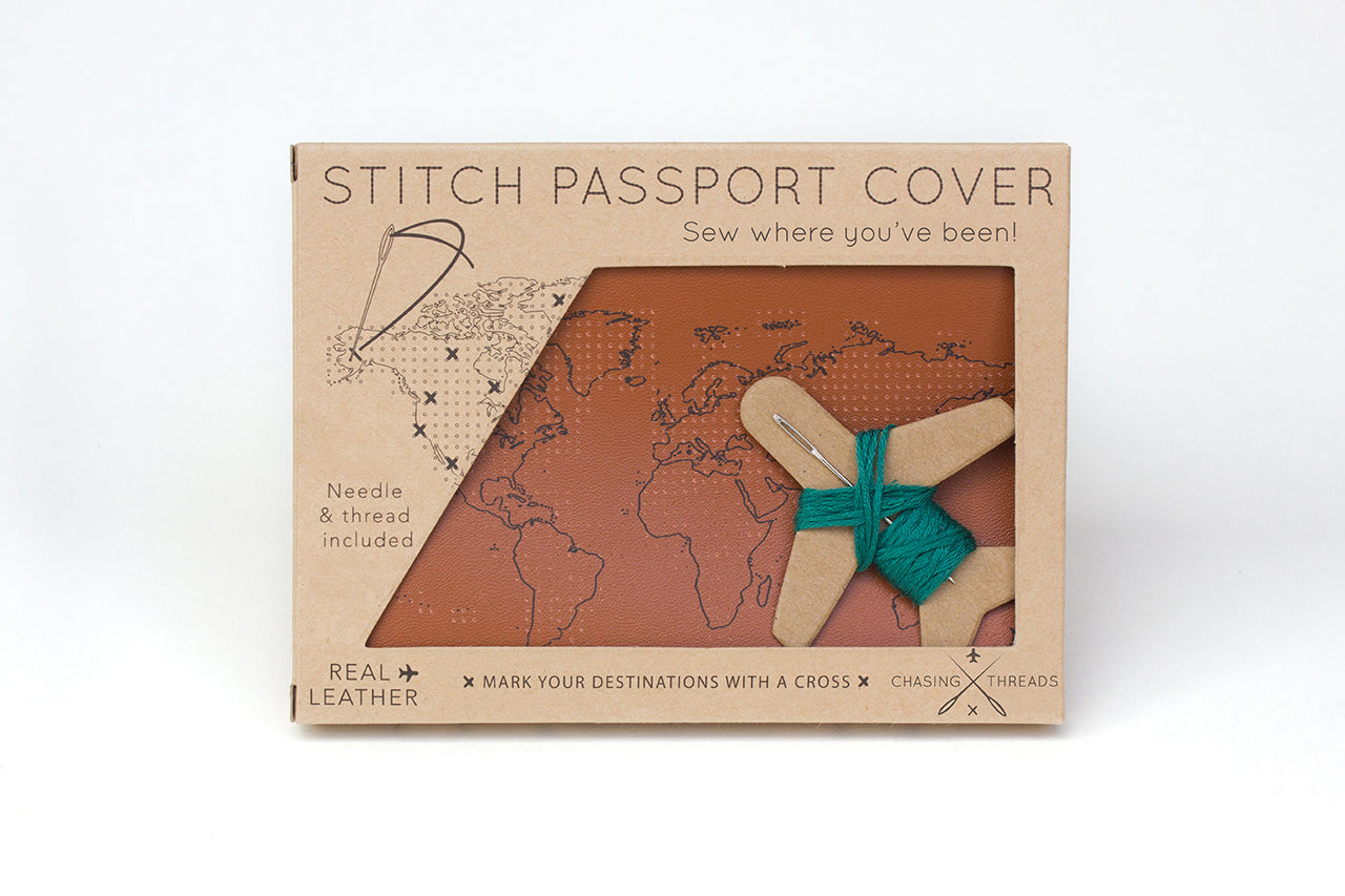 Stitch Passport Cover - Brown