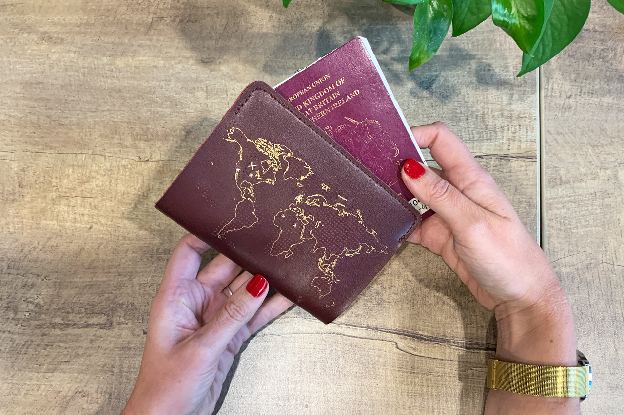 Sydney Leather Passport Holder in Bordeaux Burgundy
