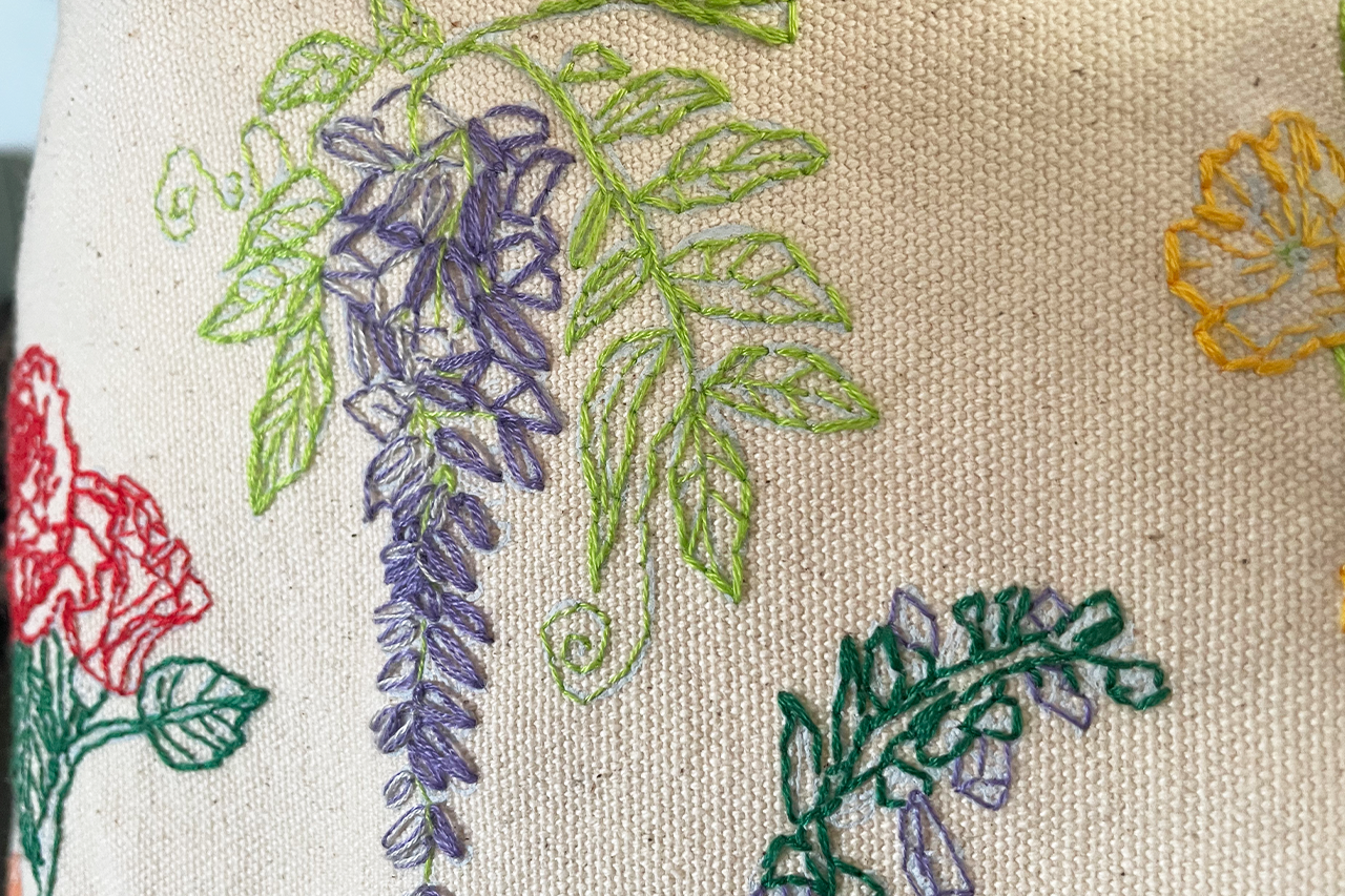 Stitch Your Flowers Tote Bag