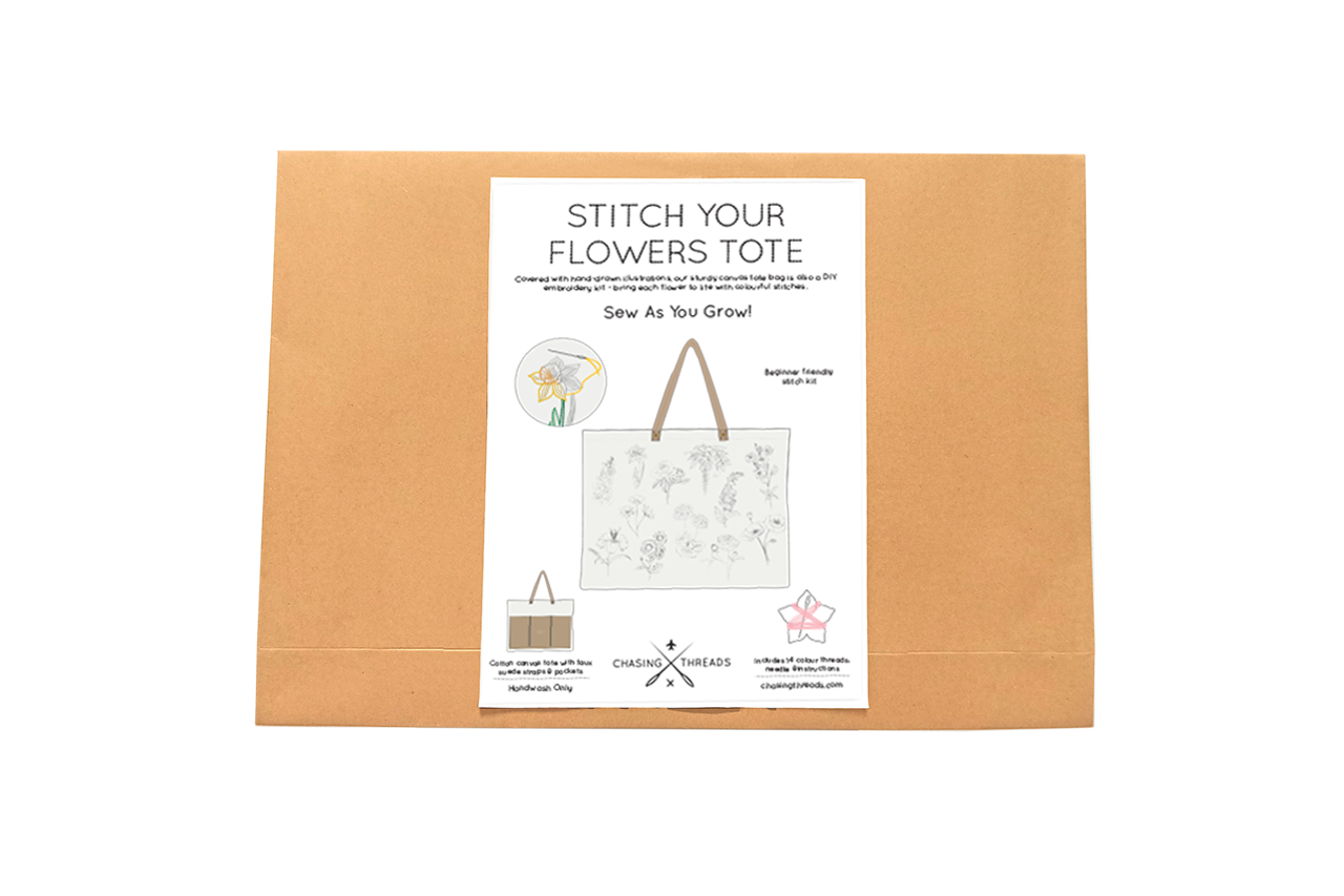 Stitch Your Flowers Tote Bag