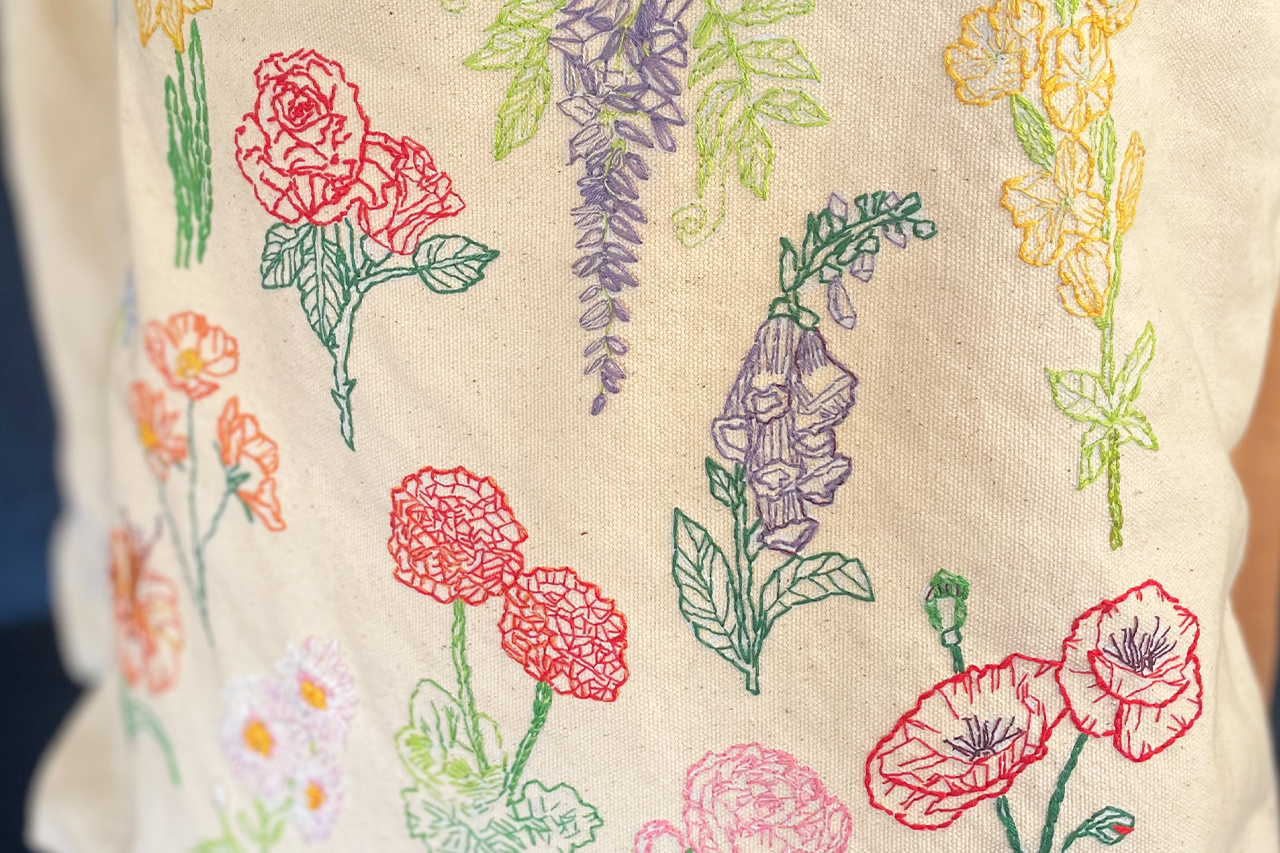 Stitch Your Flowers Tote Bag