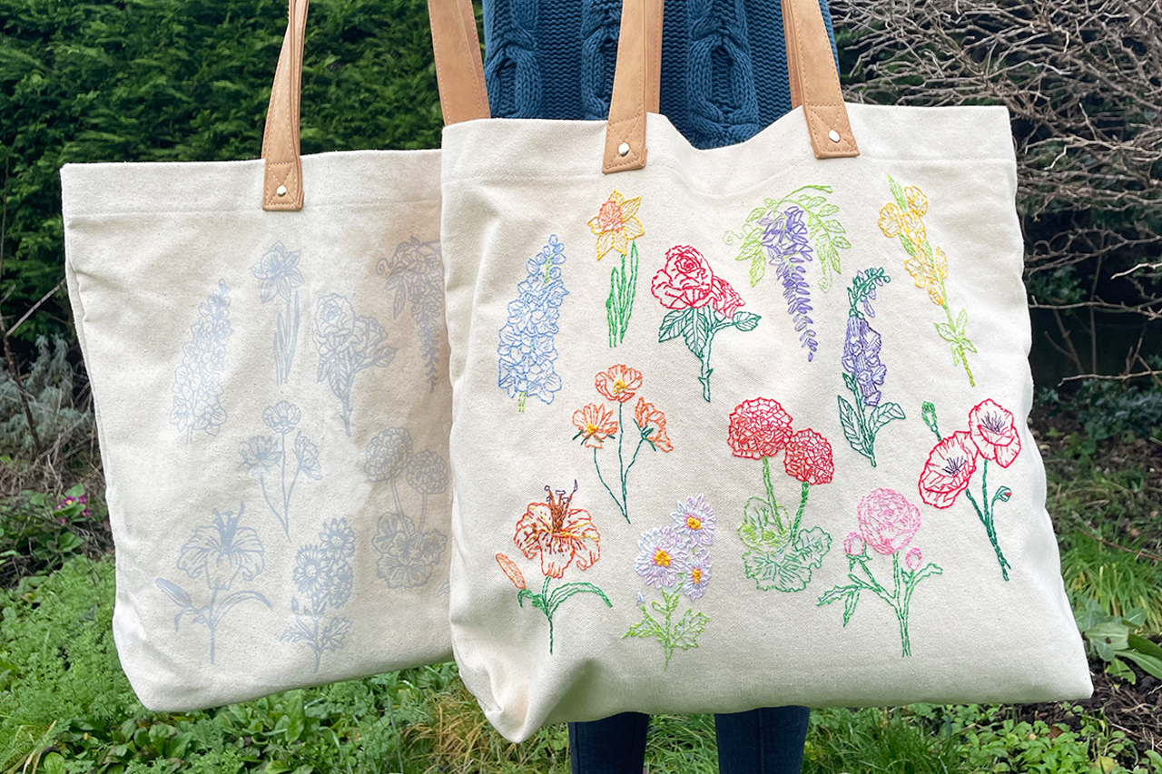 Stitch Your Flowers Tote Bag
