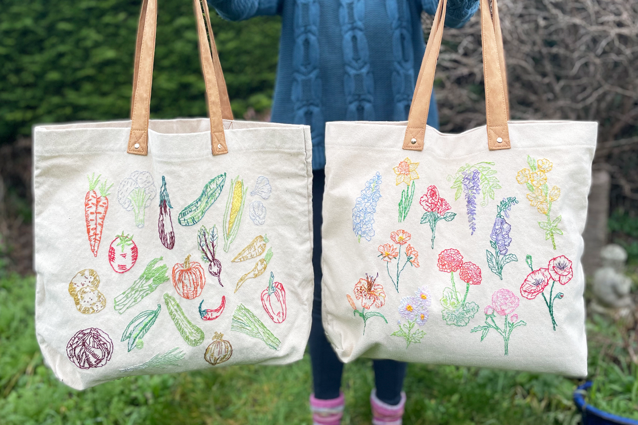 Stitch Your Flowers Tote Bag